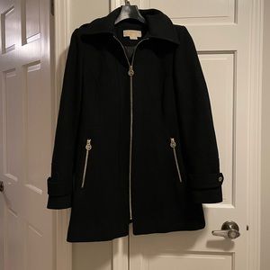 MICHAEL by Michael Kors wool coat with hood black size small